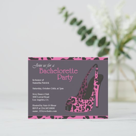 Bachelorette Party High Heel Uitnodiging (Staand voorkant)