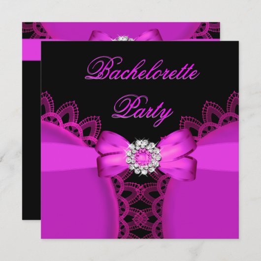 Bachelorette Party Hot Pink Black Lace Kaart (Voorkant / Achterkant)