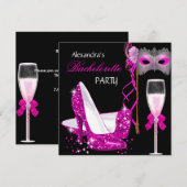 Bachelorette Party Hot Pink Masquerade Champagne Kaart (Voorkant / Achterkant)