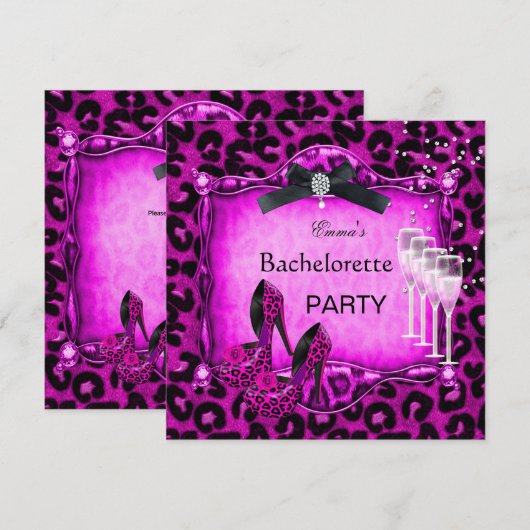 Bachelorette Party Hot-roze luipaard zwarte schoen Kaart (Voorkant / Achterkant)
