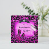 Bachelorette Party Hot-roze luipaard zwarte schoen Kaart (Staand voorkant)