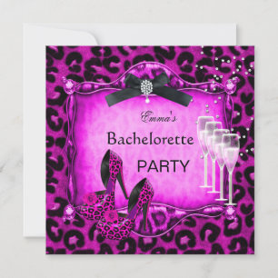 Bachelorette Party Hot-roze luipaard zwarte schoen Kaart