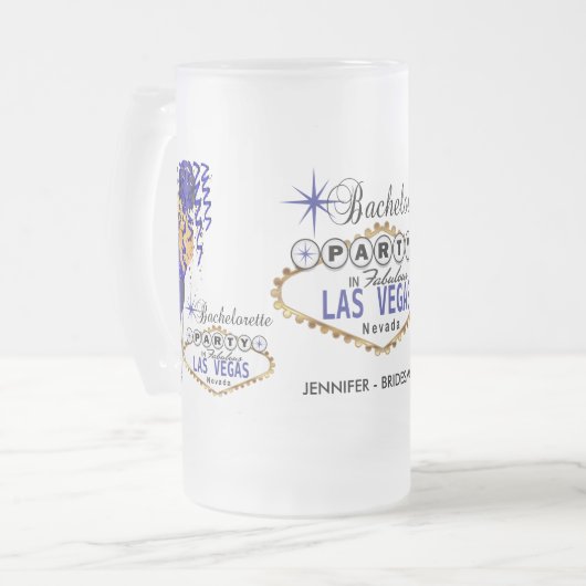 Bachelorette Party in Las Vegas - Donkerblauw Matglas Bierpul (Voorkant links)