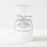 Bachelorette Party in Las Vegas - Donkerblauw Matglas Bierpul<br><div class="desc">🥇 EEN ORIGINEEL KARTONTWERP VAN Donna Siegrist ALLEEN BESCHIKBAAR OP ZAZZLE! Frosted Beer Drink Mok die u kunt personaliseren. ✔ OPMERKING: ALLEEN DE NOODZAKELIJKE SJABLOON WIJZIGEN! 😀 Indien nodig, kunt u de tekst verwijderen en beginnen vers toevoegend welke tekst en doopvont u houdt van. 📌 Als u meer aanpassing nodig...</div>