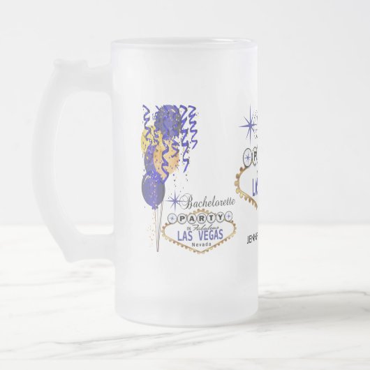 Bachelorette Party in Las Vegas - Donkerblauw Matglas Bierpul (Links)