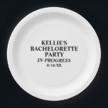 Bachelorette Party in Progress Paper Borden Papieren Bordje<br><div class="desc">Maak je klaar om te vieren met onze "Bachelorette Party In Progress Paper Borden"! Laat iedereen weten dat het feest is begonnen, en maak je klaar om de stad te schilderen in bachelorette party mode. Bestel deze borden vandaag en maak de laatste vlucht van de bruid voor de ring een...</div>