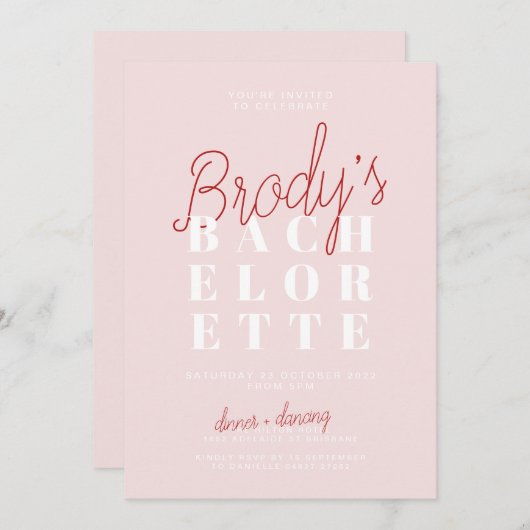 Bachelorette Party Invitation - Brody Kaart (Voorkant / Achterkant)