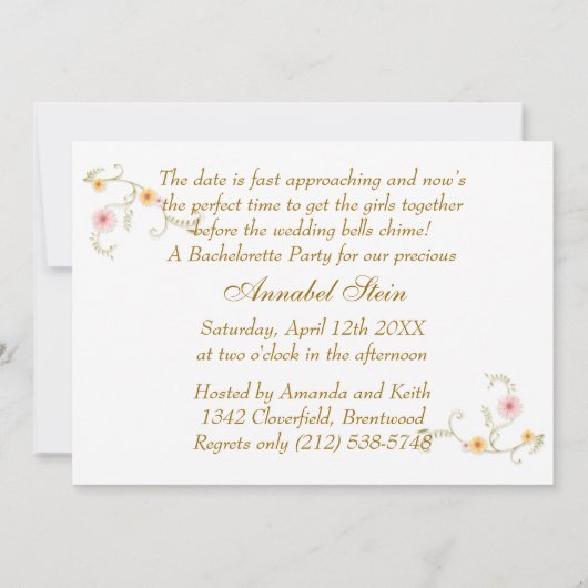 Bachelorette party Invitation card - madeliefje bl Kaart (Achterkant)