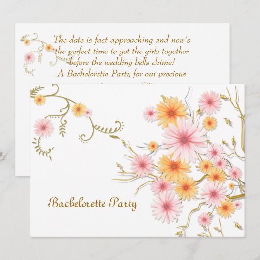Bachelorette party Invitation card - madeliefje bl Kaart (Voorkant / Achterkant)