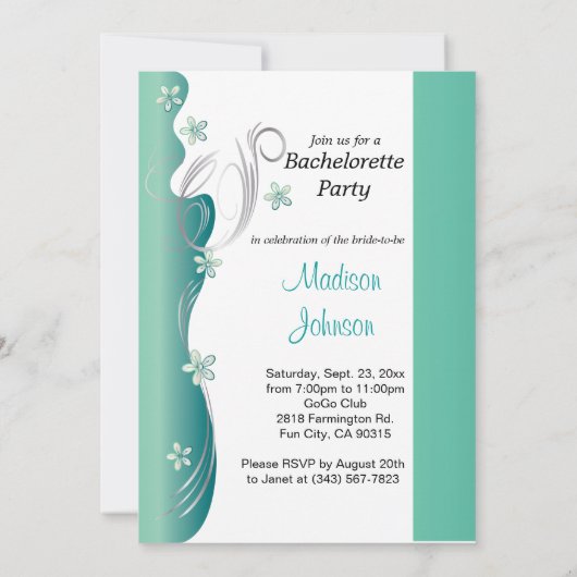 Bachelorette Party Invitation - Jade Kaart (Achterkant)