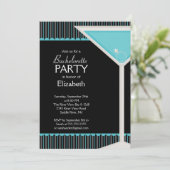 Bachelorette Party Invitation Martini Glass Blue Kaart (Staand voorkant)