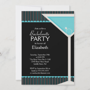Bachelorette Party Invitation Martini Glass Blue Kaart