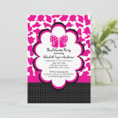 Bachelorette Party Invitation roze Black Leopard Kaart (Staand voorkant)
