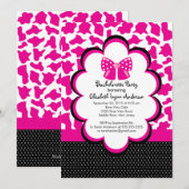 Bachelorette Party Invitation roze Black Leopard Kaart (Voorkant / Achterkant)