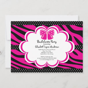 Bachelorette Party Invitation roze Black Zebra Kaart