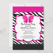 Bachelorette Party Invitation roze Black Zebra Kaart (Voorkant)