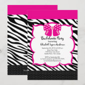Bachelorette Party Invitation roze Black Zebra Kaart (Voorkant / Achterkant)