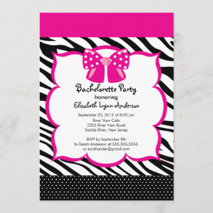 Bachelorette Party Invitation roze Black Zebra Kaart