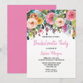 Bachelorette Party Invitation roze Floral Sublime Kaart (Voorkant / Achterkant)