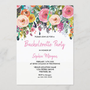 Bachelorette Party Invitation roze Floral Sublime Kaart