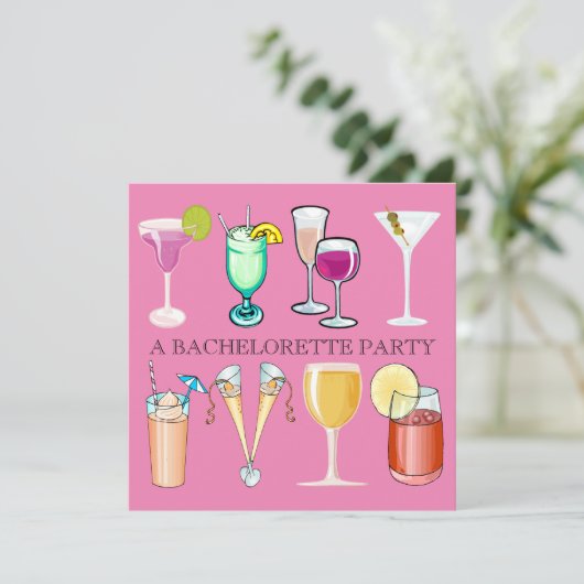 Bachelorette Party Invitation (roze) Kaart (Staand voorkant)