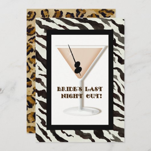 Bachelorette Party Invitation - Zebra'n Leopard Kaart (Voorkant / Achterkant)