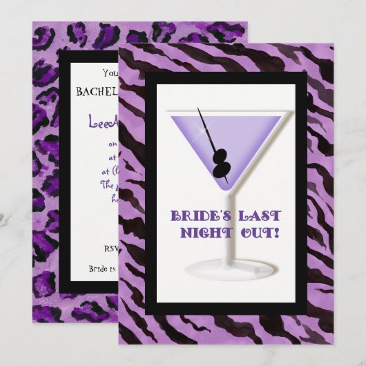 Bachelorette Party Invitation - Zebra'n Leopard Kaart (Voorkant / Achterkant)