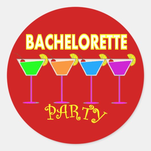Bachelorette Party Invitations-Multi kleur Drinken Ronde Sticker (Voorkant)