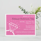 Bachelorette Party Invite (Diamond Ring Dark Pink) Kaart (Staand voorkant)