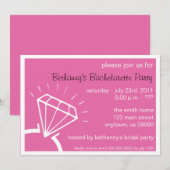 Bachelorette Party Invite (Diamond Ring Dark Pink) Kaart (Voorkant / Achterkant)