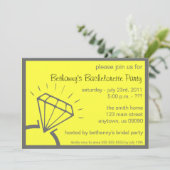 Bachelorette Party Invite (Diamond Ring Yellow) Kaart (Staand voorkant)