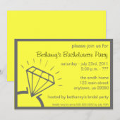 Bachelorette Party Invite (Diamond Ring Yellow) Kaart (Voorkant / Achterkant)