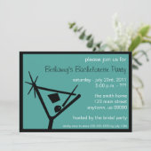 Bachelorette Party Invite Martini Glass (Blauwgroe Kaart (Staand voorkant)