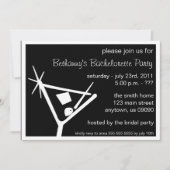 Bachelorette Party Invite Martini Glass (zwart) Kaart (Voorkant)