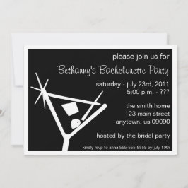 Bachelorette Party Invite Martini Glass (zwart) Kaart