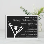 Bachelorette Party Invite Martini Glass (zwart) Kaart (Staand voorkant)