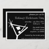 Bachelorette Party Invite Martini Glass (zwart) Kaart (Voorkant / Achterkant)