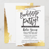BACHELORETTE PARTY INVITE modern luxe verguld goud Kaart (Voorkant / Achterkant)