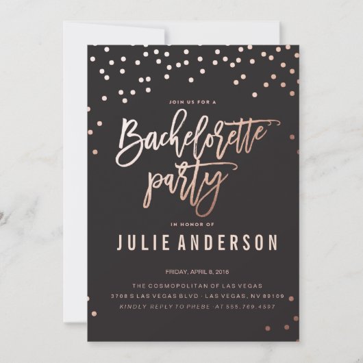 BACHELORETTE Party ITINERARY // BLACK-uitnodiging Kaart (Voorkant)