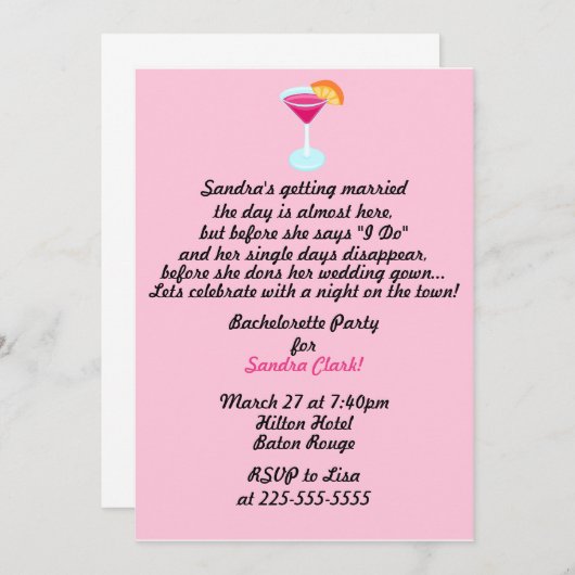 Bachelorette Party Kaart (Voorkant / Achterkant)