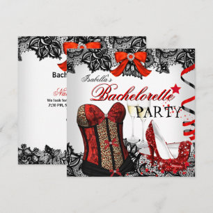 Bachelorette Party Kant Rode Korset Champagne Kaart