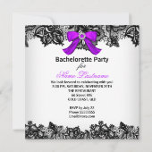Bachelorette Party Lace Paarse High Hiel Champagne Kaart (Achterkant)