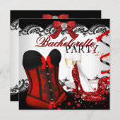 Bachelorette Party Lace Red Corset hoge hakken Kaart (Voorkant / Achterkant)