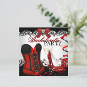 Bachelorette Party Lace Red Corset hoge hakken Kaart (Staand voorkant)