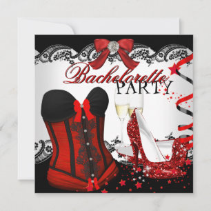 Bachelorette Party Lace Red Corset hoge hakken Kaart