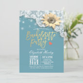 Bachelorette Party Lace Sunflower String Lights Kaart (Staand voorkant)