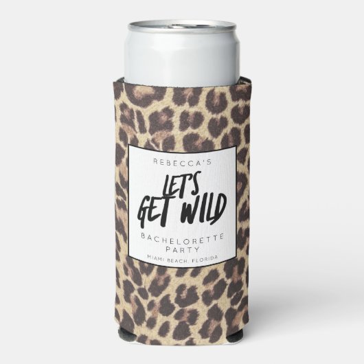 Bachelorette Party Laten we Wilde Cheetah halen Seltzer Blikjeskoeler (Seltzer Voorkant)