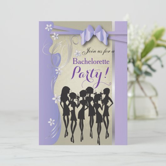 Bachelorette Party - Lavender Paars en Silver Kaart (Staand voorkant)