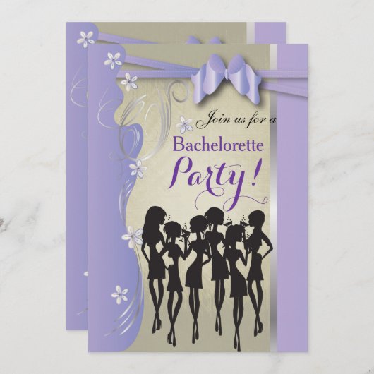 Bachelorette Party - Lavender Paars en Silver Kaart (Voorkant / Achterkant)