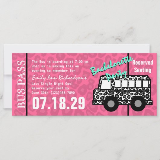 Bachelorette Party Leopard Bus Pass Kaart (Voorkant)